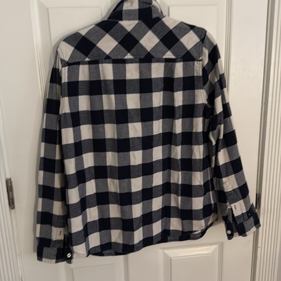 J. Crew Factory Blue and White Plaid Button Down Shirt - Picture 3 of 3